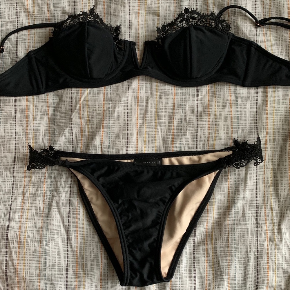 LA Hearts Embroidered Lace Bikini